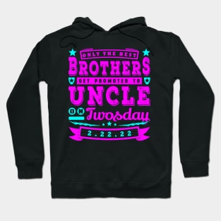 Promoted To Uncle on Twosday Typography Blue Pink Text Hoodie